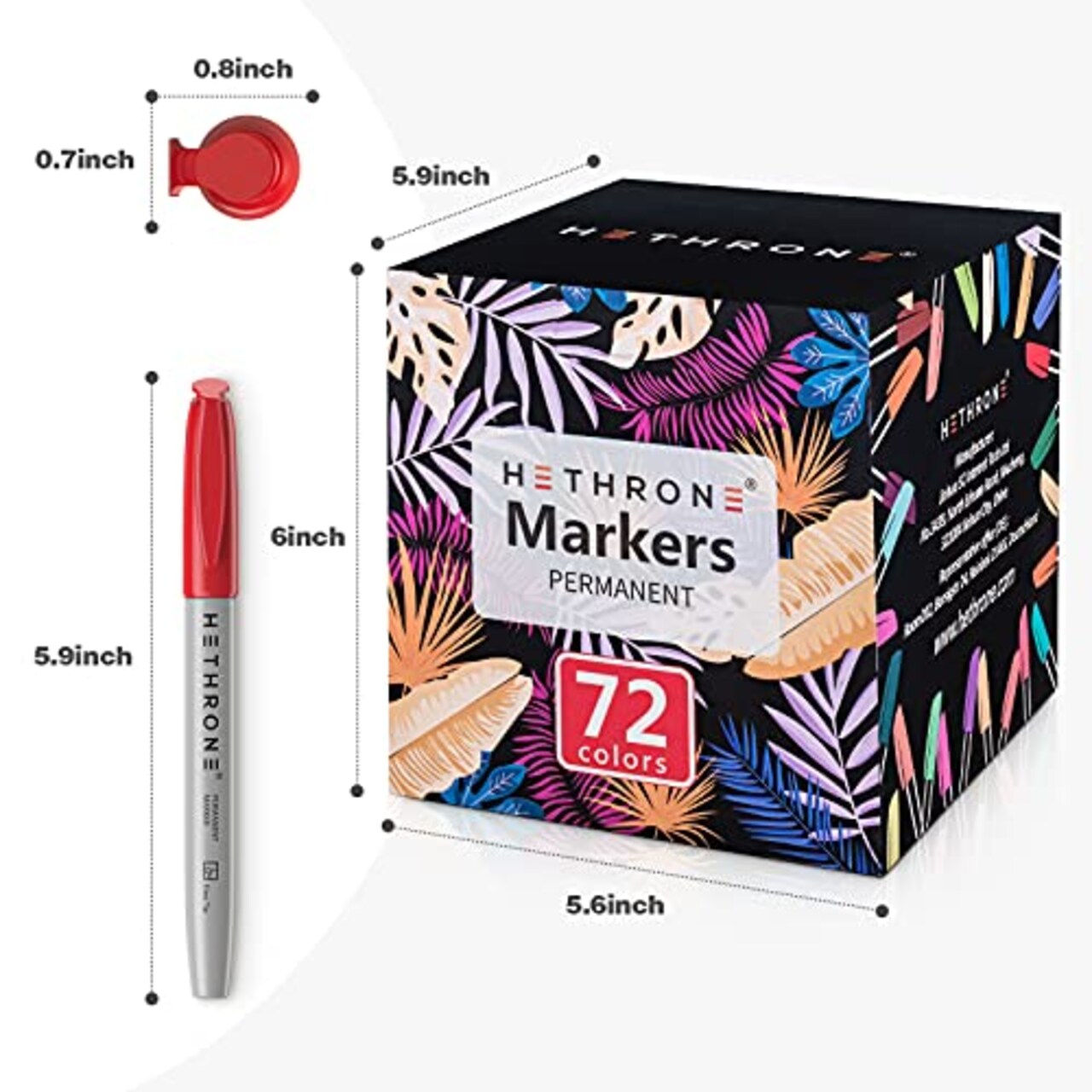Permanent Markers for Adult Coloring, 72 Assorted Colors Markers, Colored Marker Pens Work on Plastic, Wood, Stone, Metal and Glass